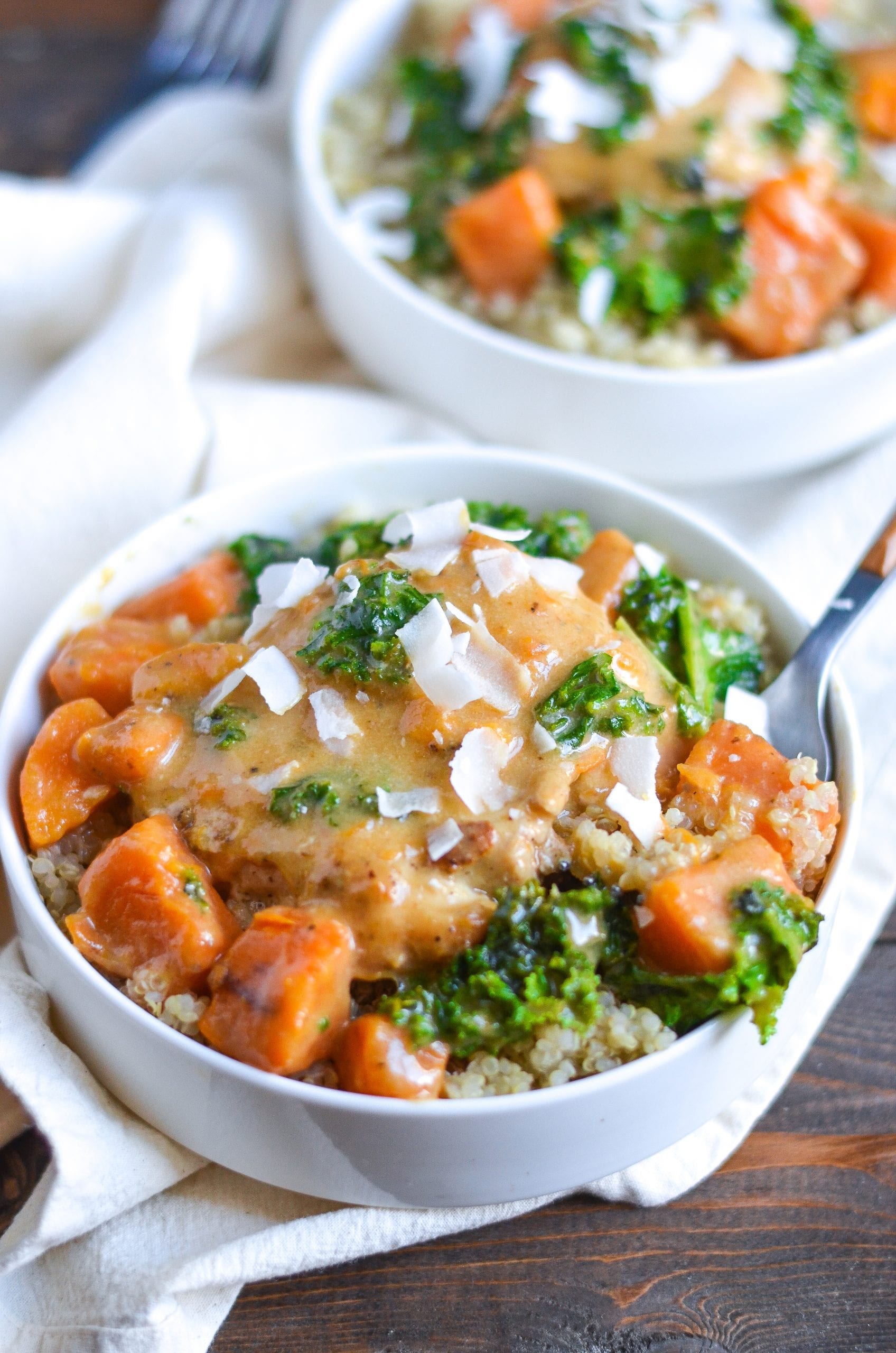 Coconut Braised Chicken Thighs with Kale and Sweet Potatoes My Modern