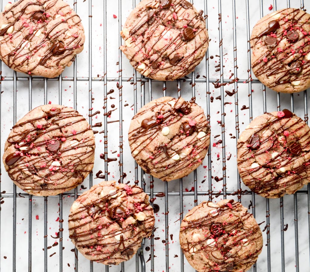 Triple Chocolate Covered Strawberry Cookies