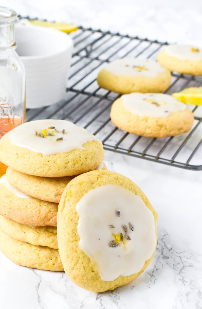 Soft Baked Lemon Cookies With Lavender Glaze