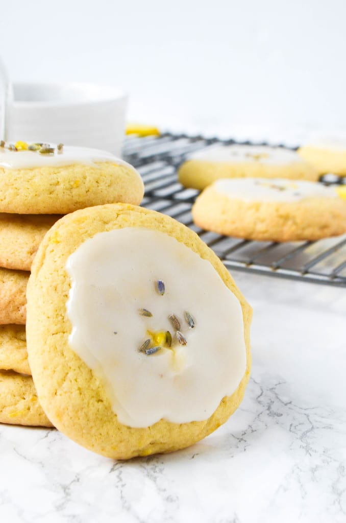 Soft Baked Lemon Cookies With Lavender Glaze