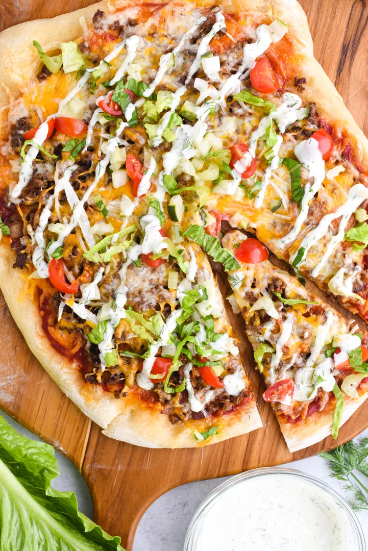 Image of Pizza with dill and tomatoes