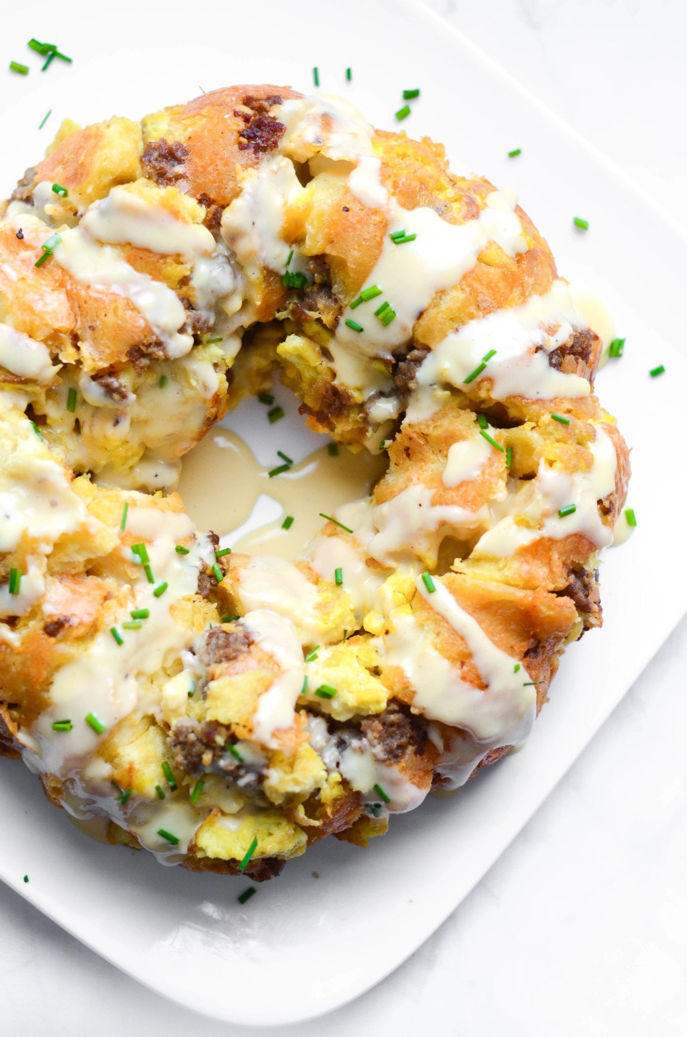 Cheesy Breakfast Monkey Bread With Sausage and Egg