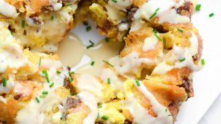 Cheesy Breakfast Monkey Bread With Sausage and Eggs