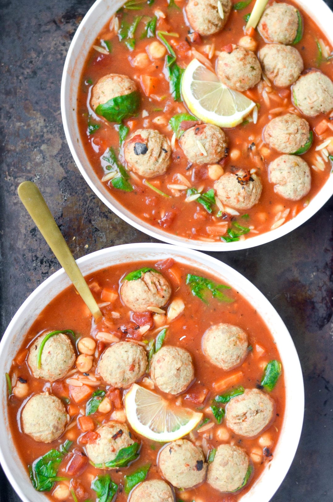 Slow Cooker Mediterranean Soup with Turkey Meatballs