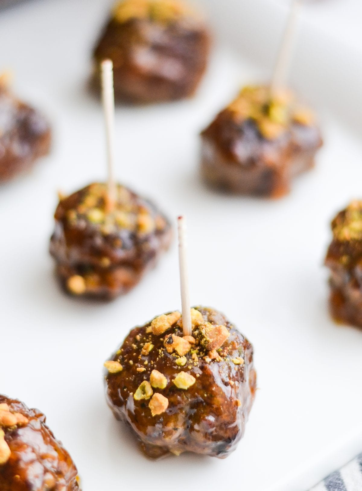 Apricot Glazed Meatballs with Pistachios
