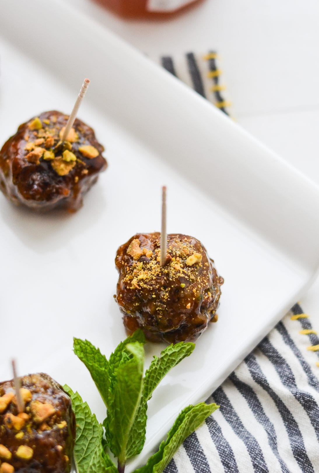 Apricot Glazed Meatballs with Pistachios