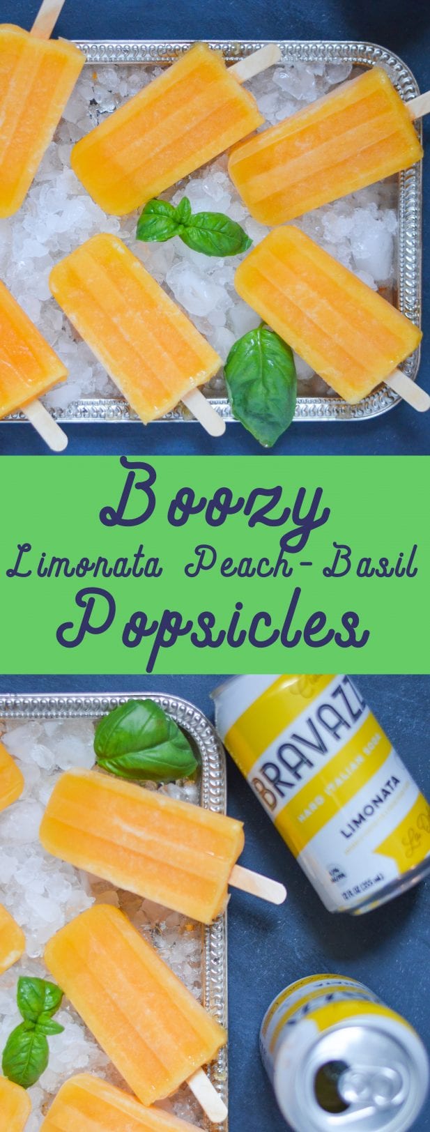 Boozy Limonata Peach-Basil Popsicles 