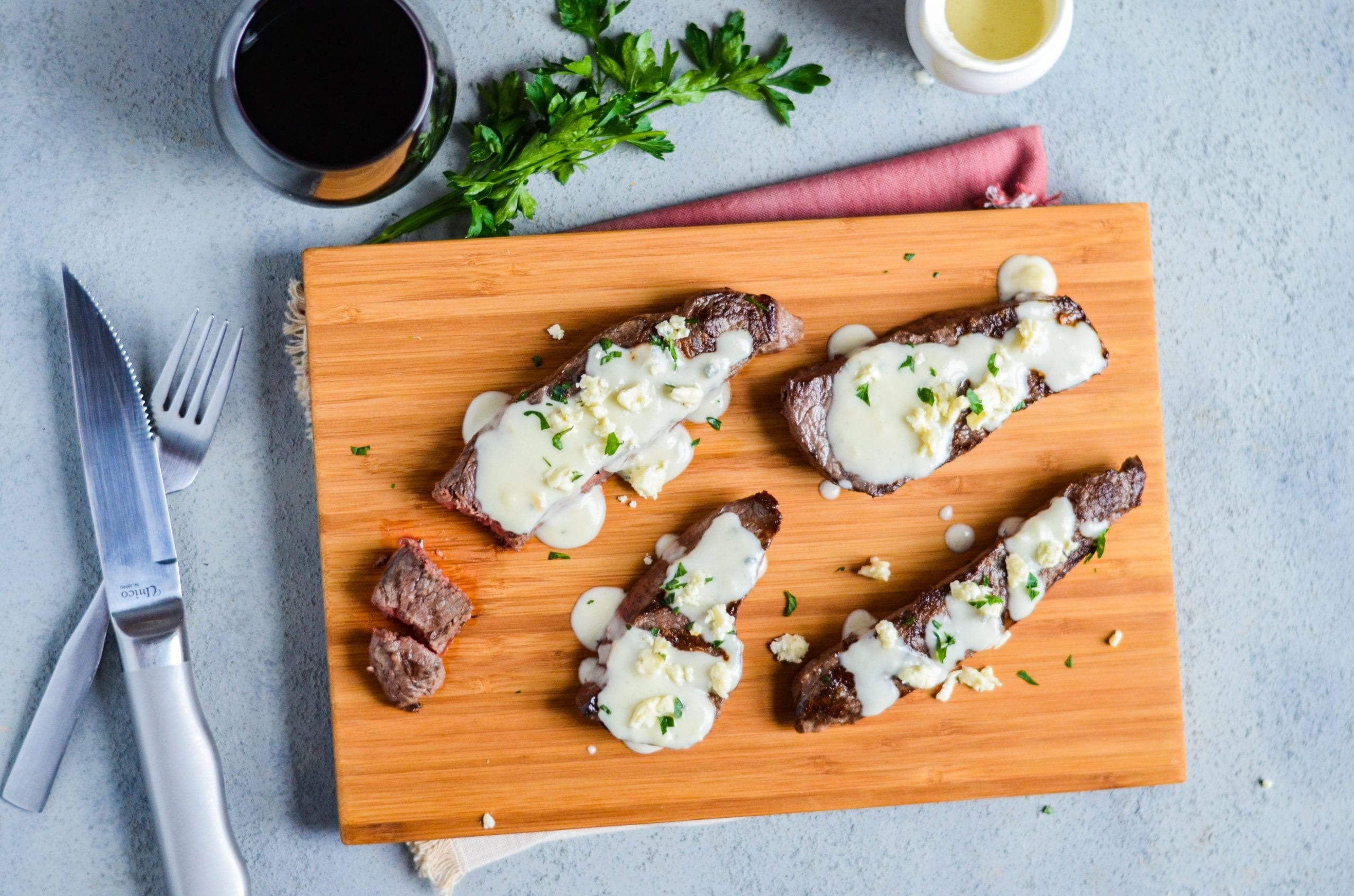 Grilled Sirloin Steaks with Roasted Garlic Cream Sauce My