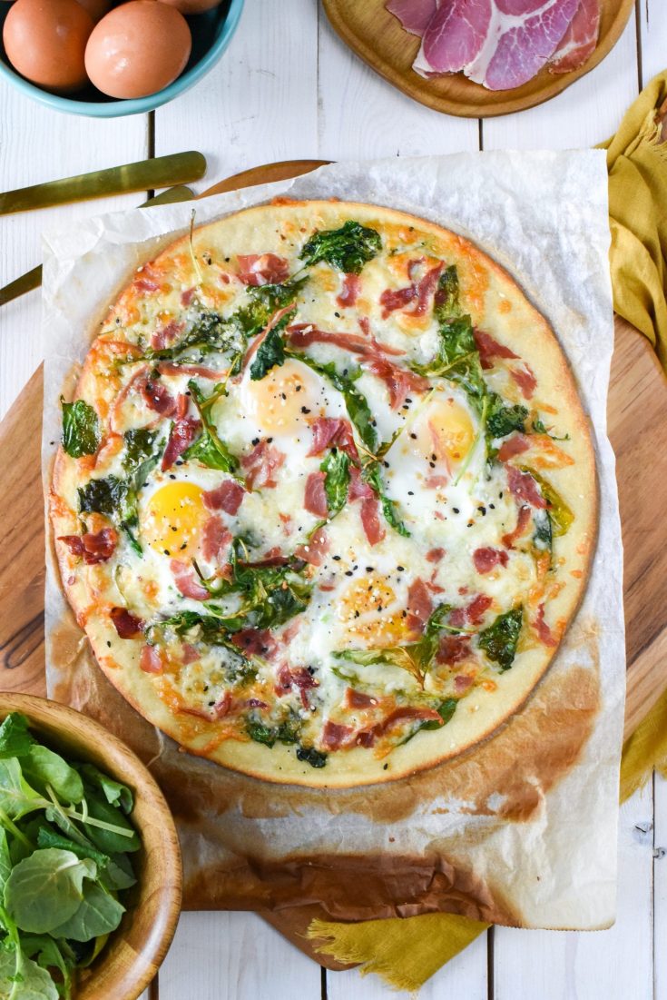 Country Ham, Egg, and Kale Breakfast Pizza
