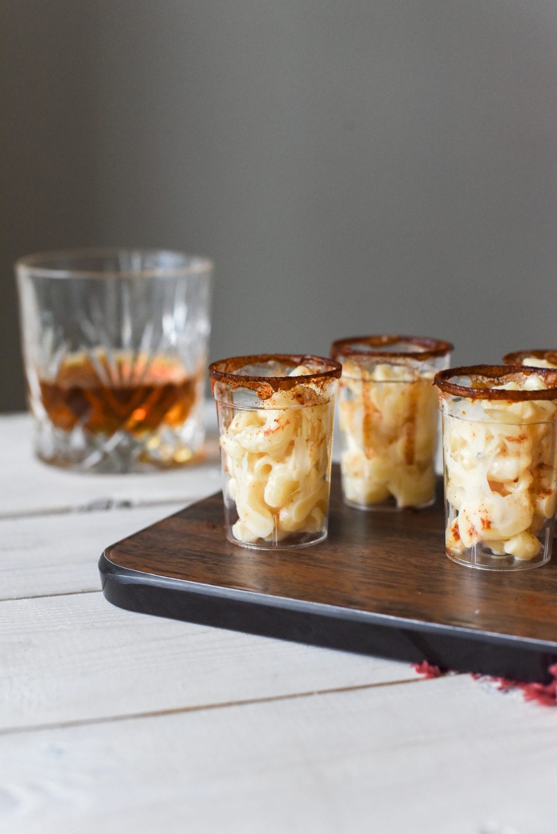 macaroni in shot glasses