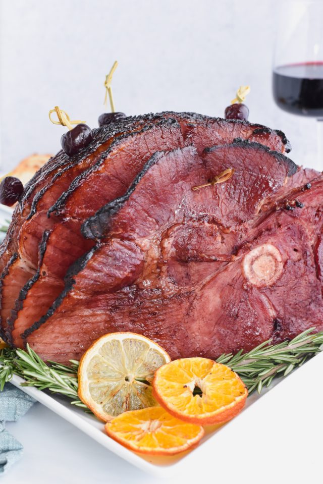 Bourbon-Cherry Glazed Ham - My Modern Cookery